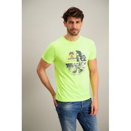 Tee-shirt hommes manches courtes , jaune fluo J & JOY