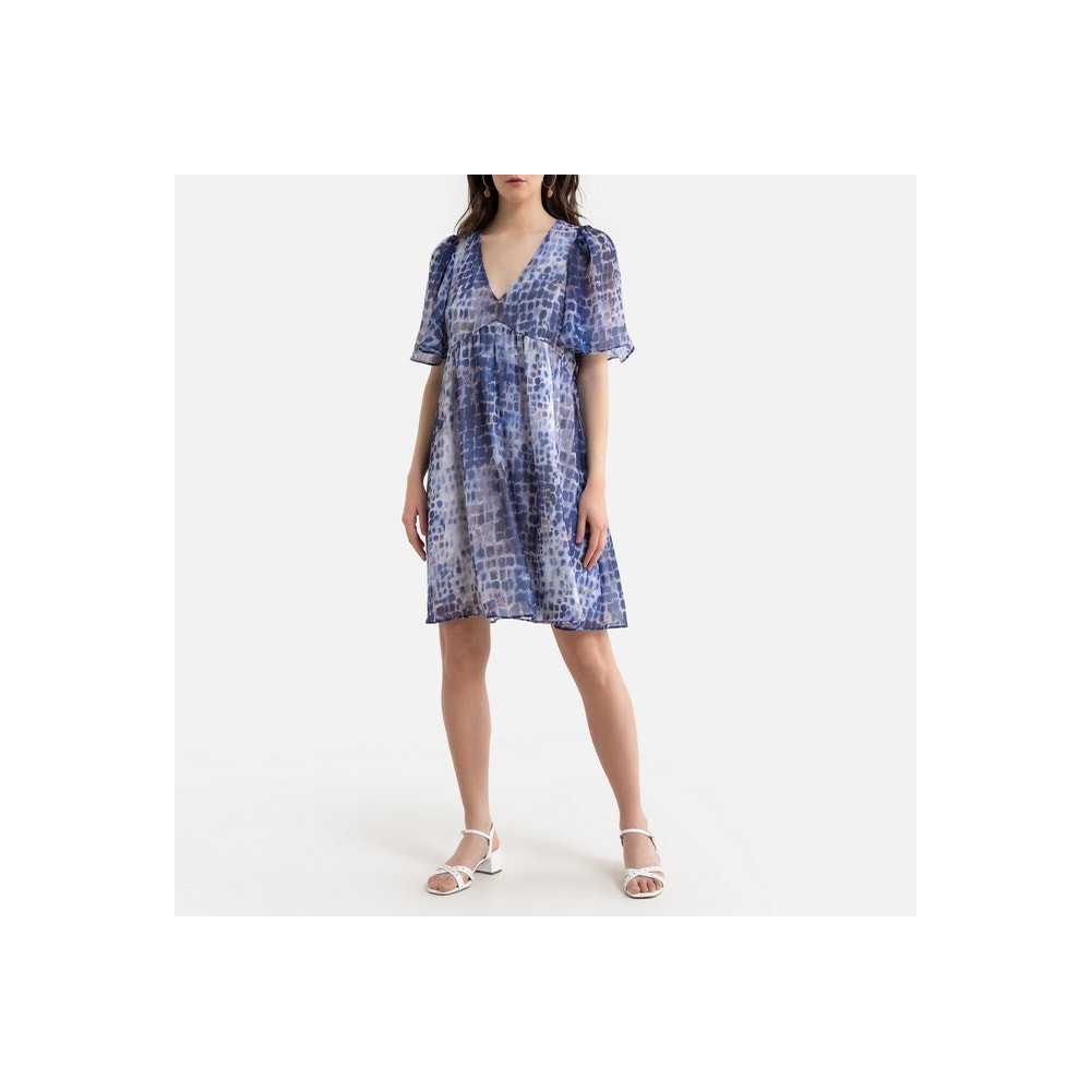 Robe richmond , courte ,col v , bleu SUD EXPRESS