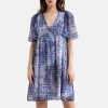 Robe richmond , courte ,col v , bleu SUD EXPRESS