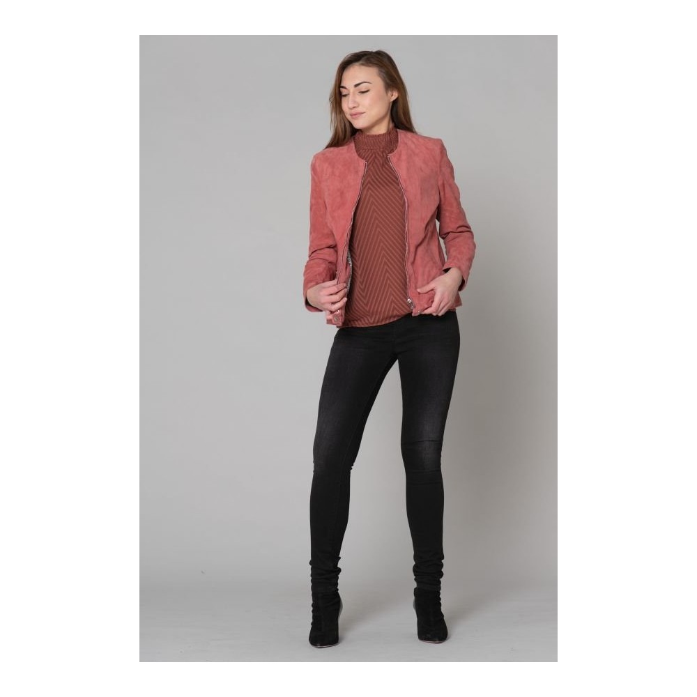 Blouson cuir rose femme Daytona