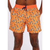 Maillot de bain hommes ,orange imprimé bleu J & JOY