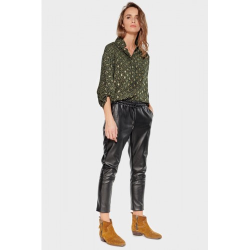 Pantalon femme simili cuir noir LE TEMPS DES CERISES