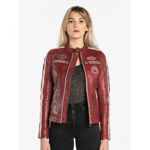 Blouson en cuir femme rouge DAYTONA