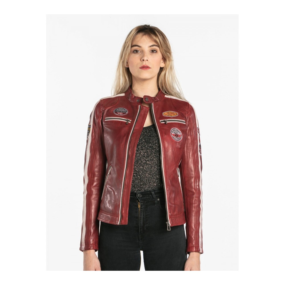 Blouson en cuir femme rouge DAYTONA