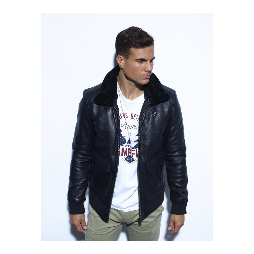 Blouson en cuir noir homme MIRAGE DAYTONA