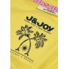 Tee shirt femme J&JOY col v, jaune avec des toucan
