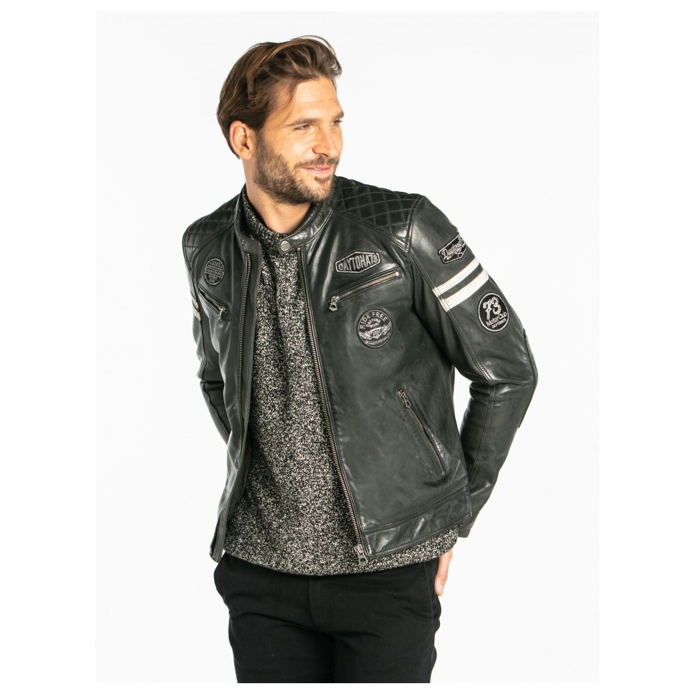 Blouson cuir homme Daytona kaki