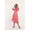 Robe longue imprimé rose, orange col v MOLLY BRACKEN