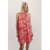 Robe courte en voile imprimé rose, orange MOLLY BRACKEN