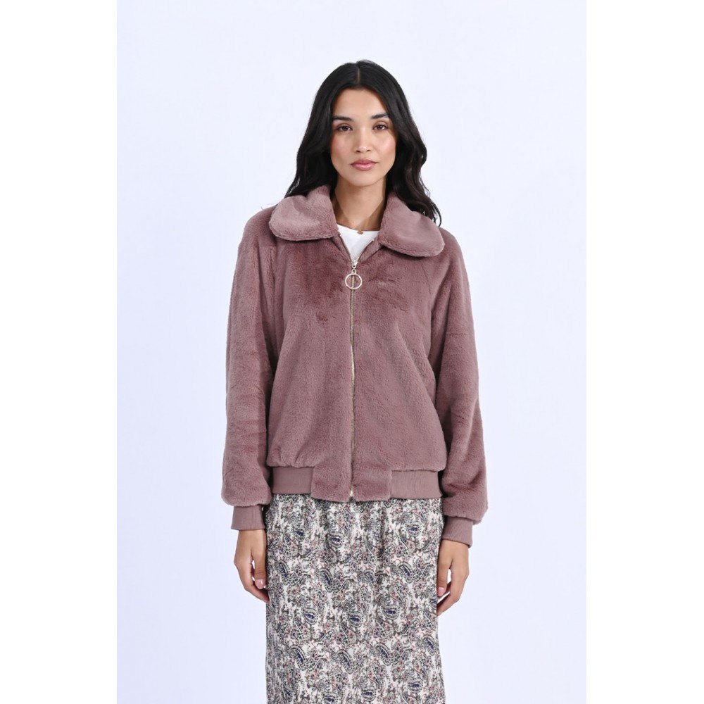 Blouson fourrure synthétique mauve MOLLY BRACKEN