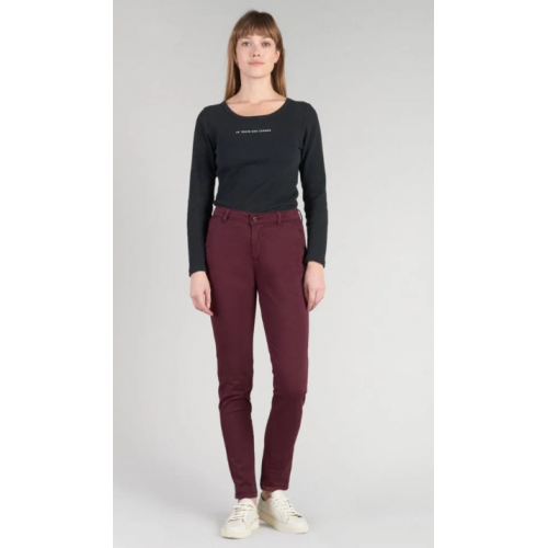 Pantalon femme chino Dyli4 lie de vin LE TEMPS DES CERISES