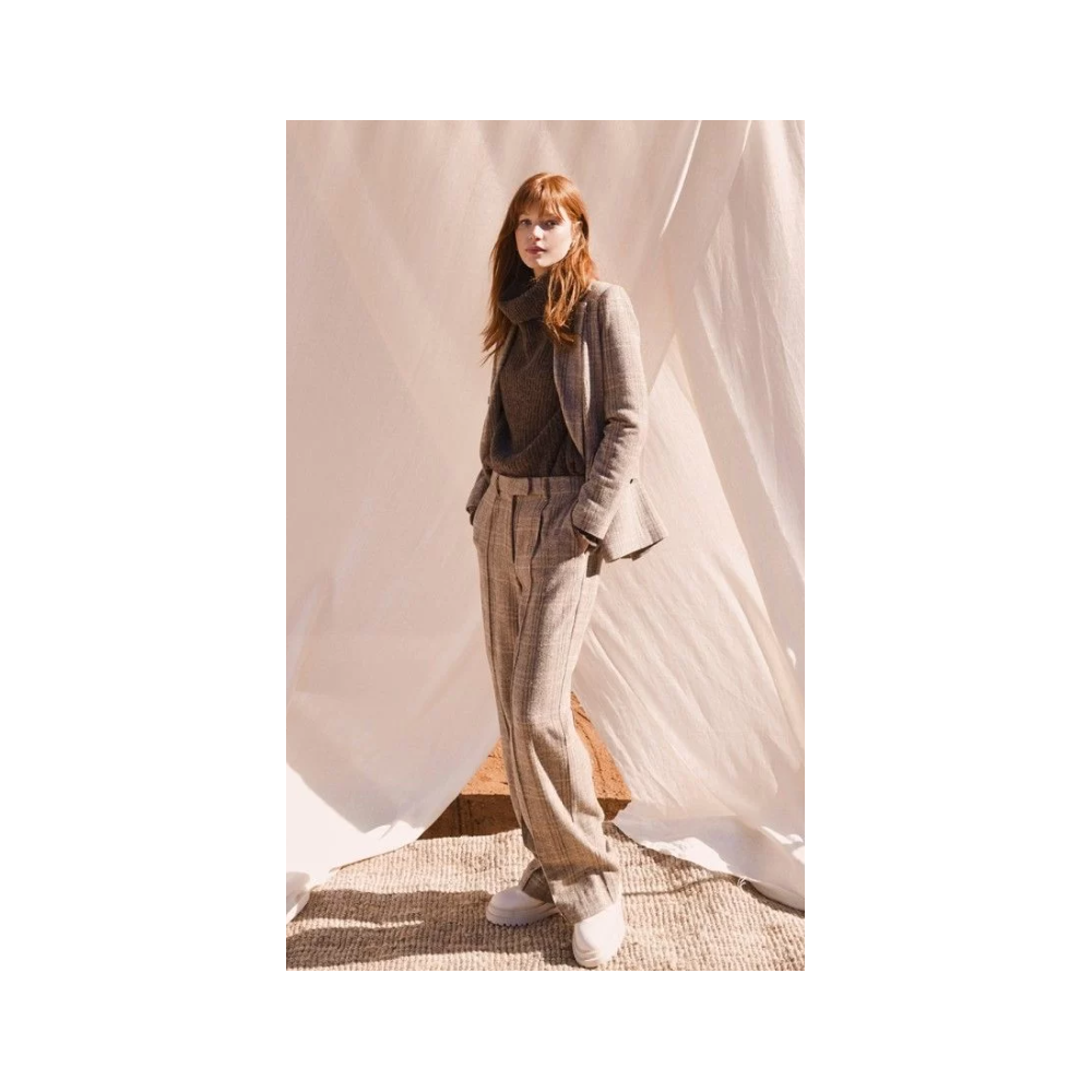 Pantalon femme à carreaux beige MOLLY BRACKEN