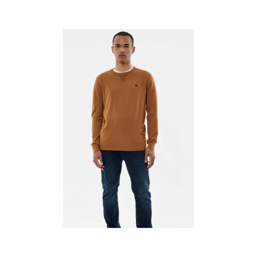 Pull homme col rond camel KAPORAL