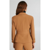 Veste femme camel courte à 3 boutons avec rabats