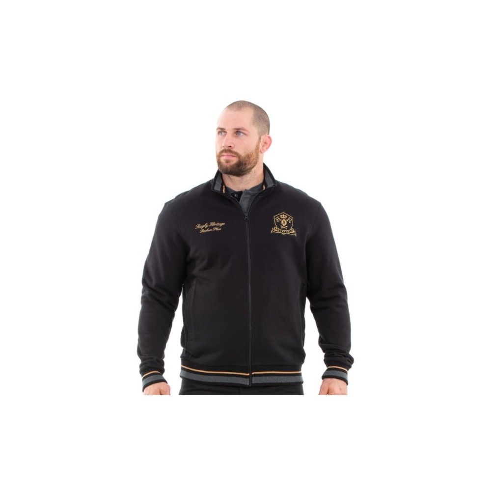 Sweat zippé noir héritage de la marque RUCKFIELD