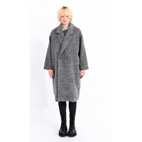 Manteau femme large chiné gris et noir LILI SIDONIO