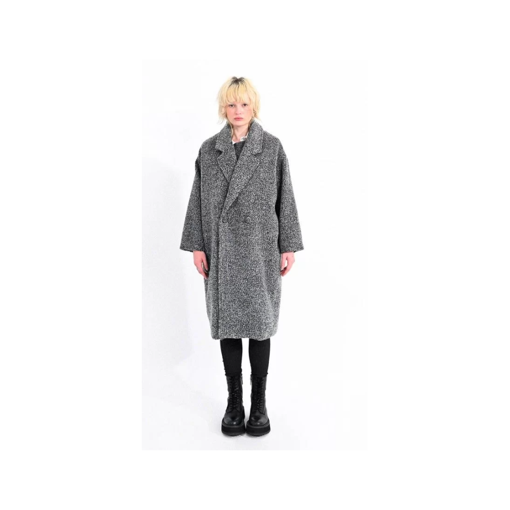 Manteau femme large chiné gris et noir LILI SIDONIO