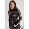 Blouson cuir femme noir patchs motard DAYTONA