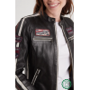 Blouson cuir femme noir patchs motard DAYTONA