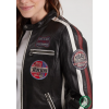 Blouson cuir femme noir patchs motard DAYTONA