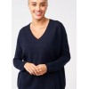 Pull femme marine col v 100% cachemire LES TRICOTS DE LEA