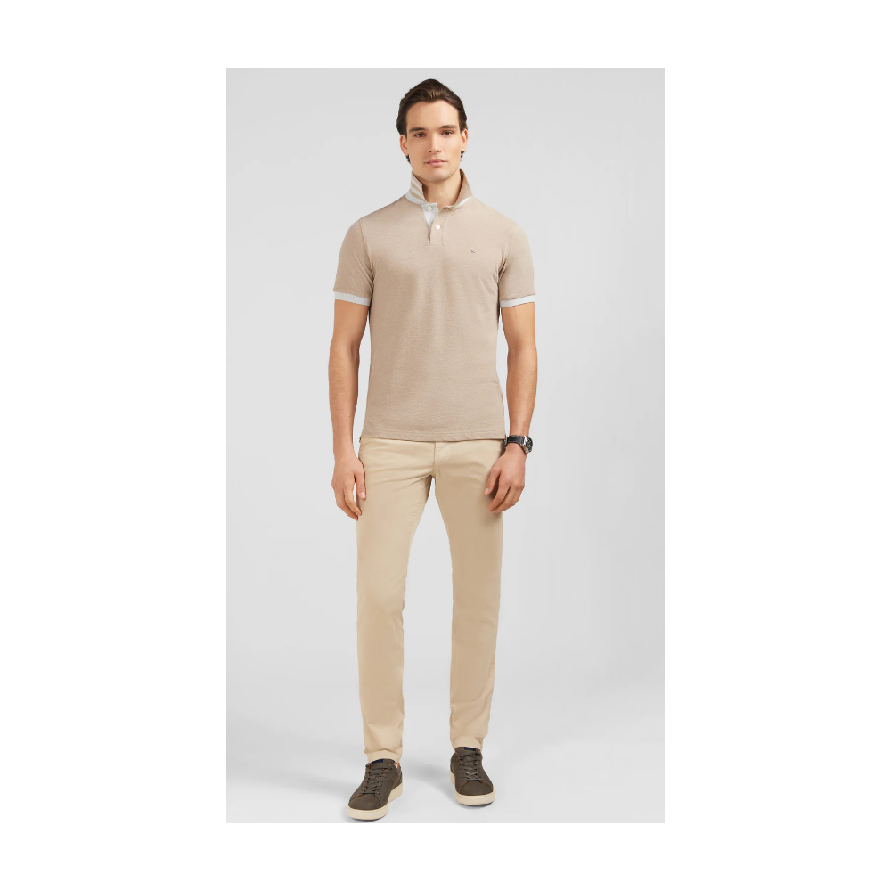 Polo homme beige à manches courtes EDEN PARK