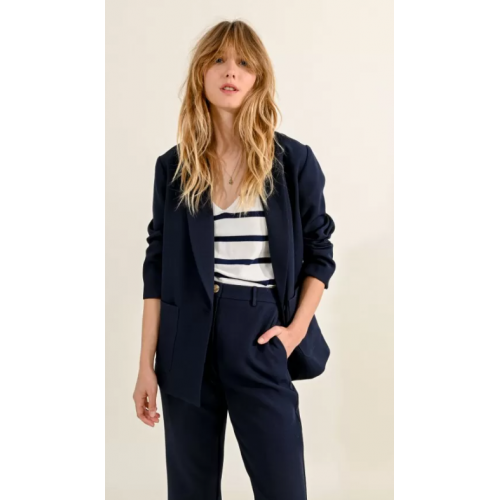 Blazer femme marine 1 bouton MOLLY BRACKEN