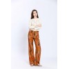 Pantalon femme fluide camel imprimé SEEUSOON