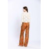 Pantalon femme fluide camel imprimé SEEUSOON