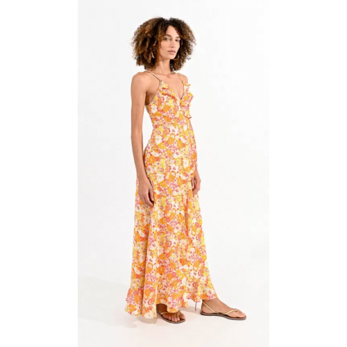 Robe longue imprimé orange/ jaune MOLLY BRACKEN