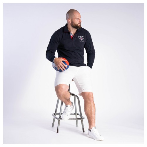 Polo homme à manches longues Ruckfield French Rugby Club bleu marine