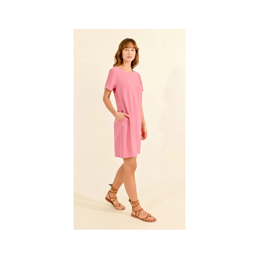 Robe courte droite, rose manches courtes MOLLY BRACKEN