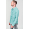 Chemise homme Rodes en lin mélangé bleu turquoise LTC