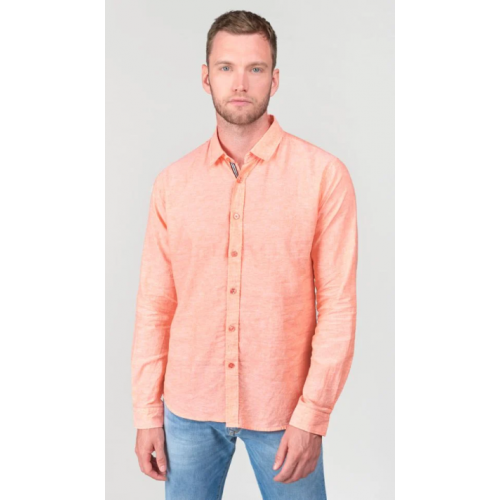 Chemise homme Rodes en lin mélangé saumon LTC