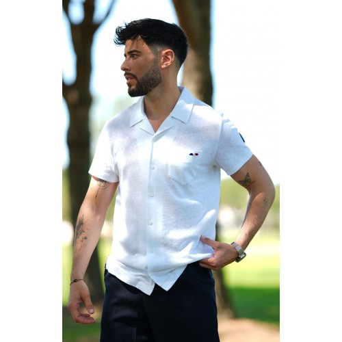 Chemise homme LIVIO en lin blanc LA MARINIERE FRANCAISE