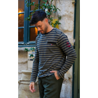 Tee-shirt marinière Homme SYLVAIN BIS – KAKI / MARINE