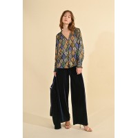 Pantalon femme en panne de velours marine MOLLY BRACKEN