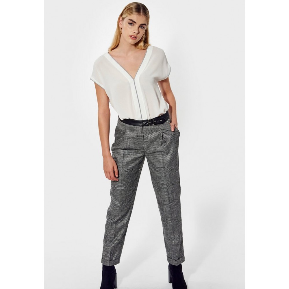 Pantalon régular femme imprimé pied de poule KAPORAL