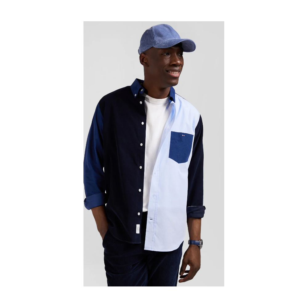 Chemise homme EDEN PARK tricolore en coton bleu marine coupe Regular