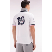 Polo homme EDEN PARK à manches courtes XV de France en coton blanc broderie dos