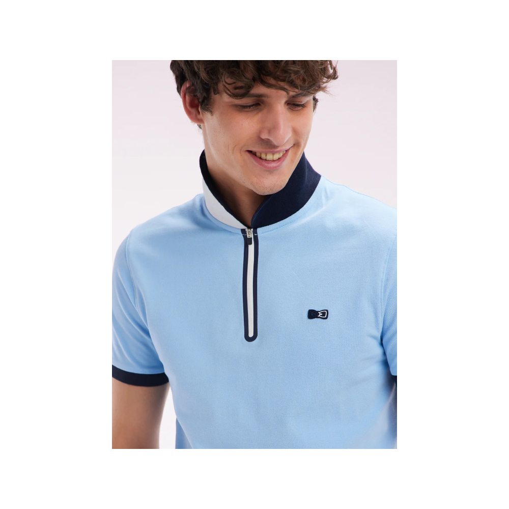 Polo hommes EDEN PARK manches courtes en coton stretch ciel coupe ajustée