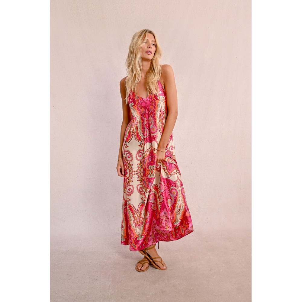 Robe longue satinée à bretelles MOLLY BRACKEN
