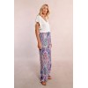 Pantalon femme large et fluide imprimé bleu et rose MOLLY BRACKEN