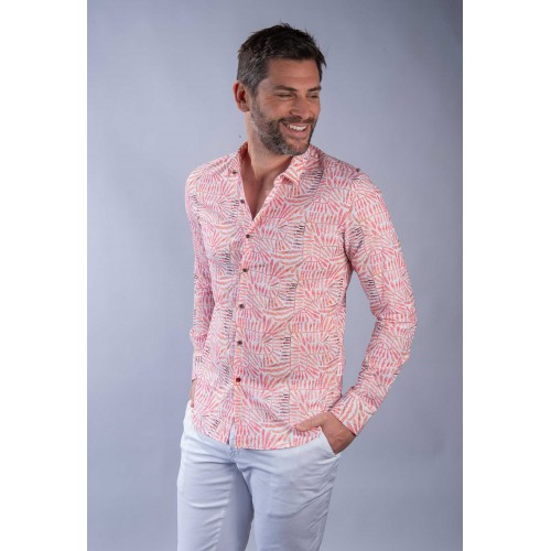 Chemise homme DUCRET imprimé ethnique corail LCRH