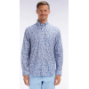 Chemise EDEN PARK à micro-motifs en coton Pima ciel coupe droite