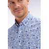 Chemise EDEN PARK à micro-motifs en coton Pima ciel coupe droite