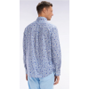 Chemise EDEN PARK à micro-motifs en coton Pima ciel coupe droite