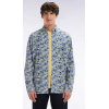 Chemise homme EDEN PARK popeline de coton grise imprimé floral