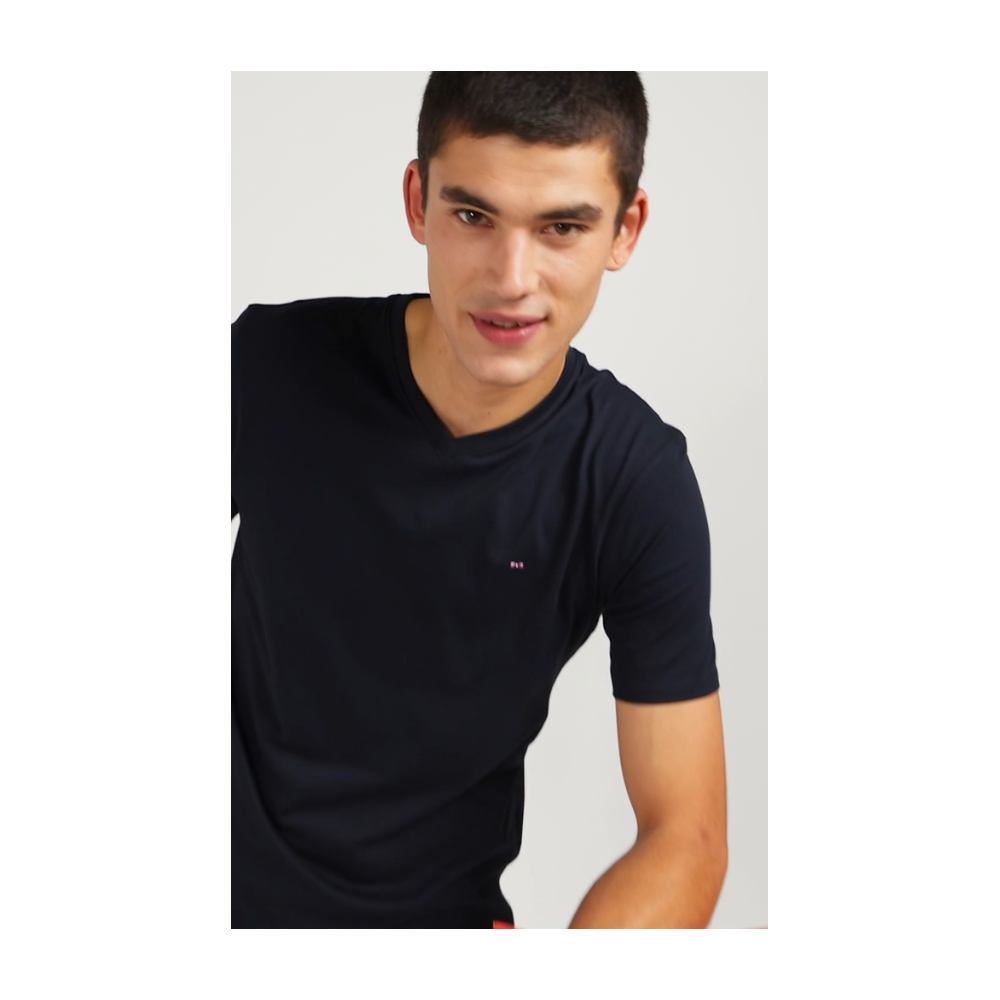 T-shirt homme EDEN PARK noir col V à manches courtes