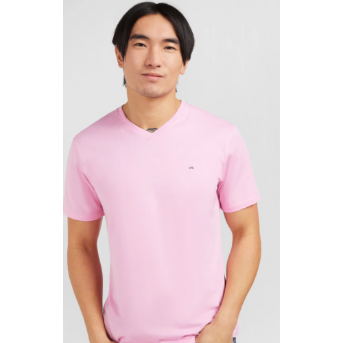 T-shirt homme EDEN PARK rose col V à manches courtes